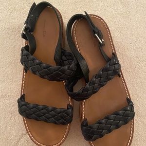 Wedge blue-braided sandals